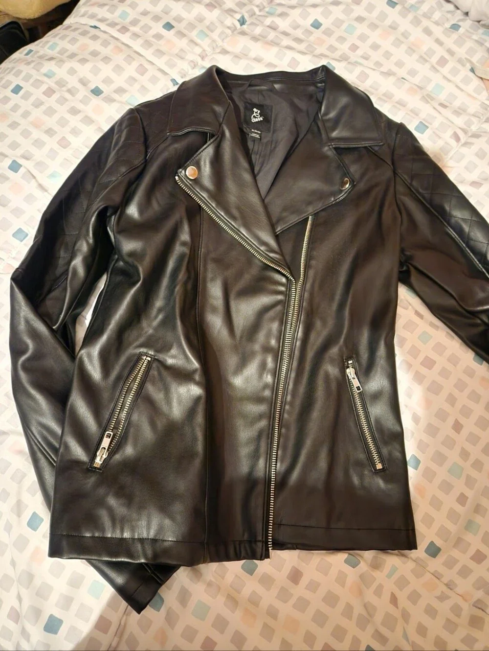 art class Black Faux Leather Moto Jacket with Silver Zippers- Never Worn